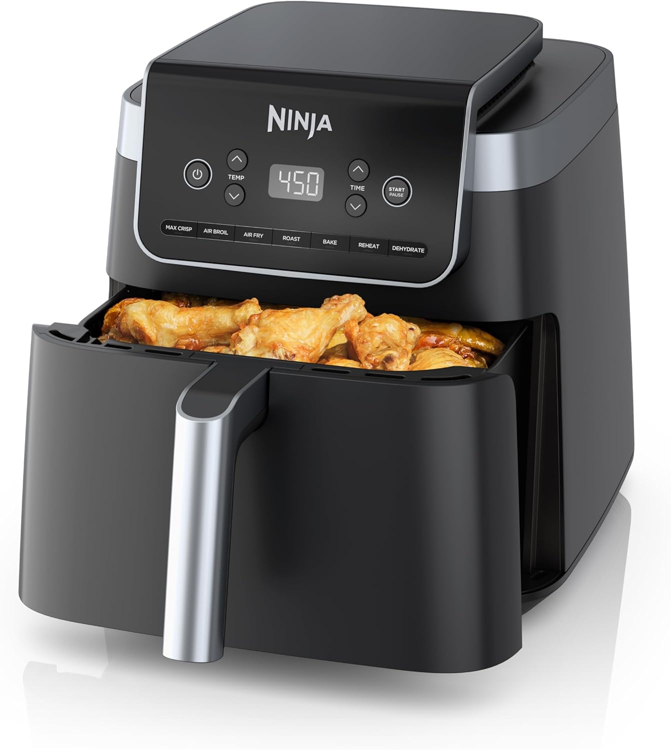 Ninja Air Fryer Pro XL - 6.5QT Capacity for Up to 9lbs of Wings | 7-in-1 Max Crisp & More | Dishwasher Safe | Grey