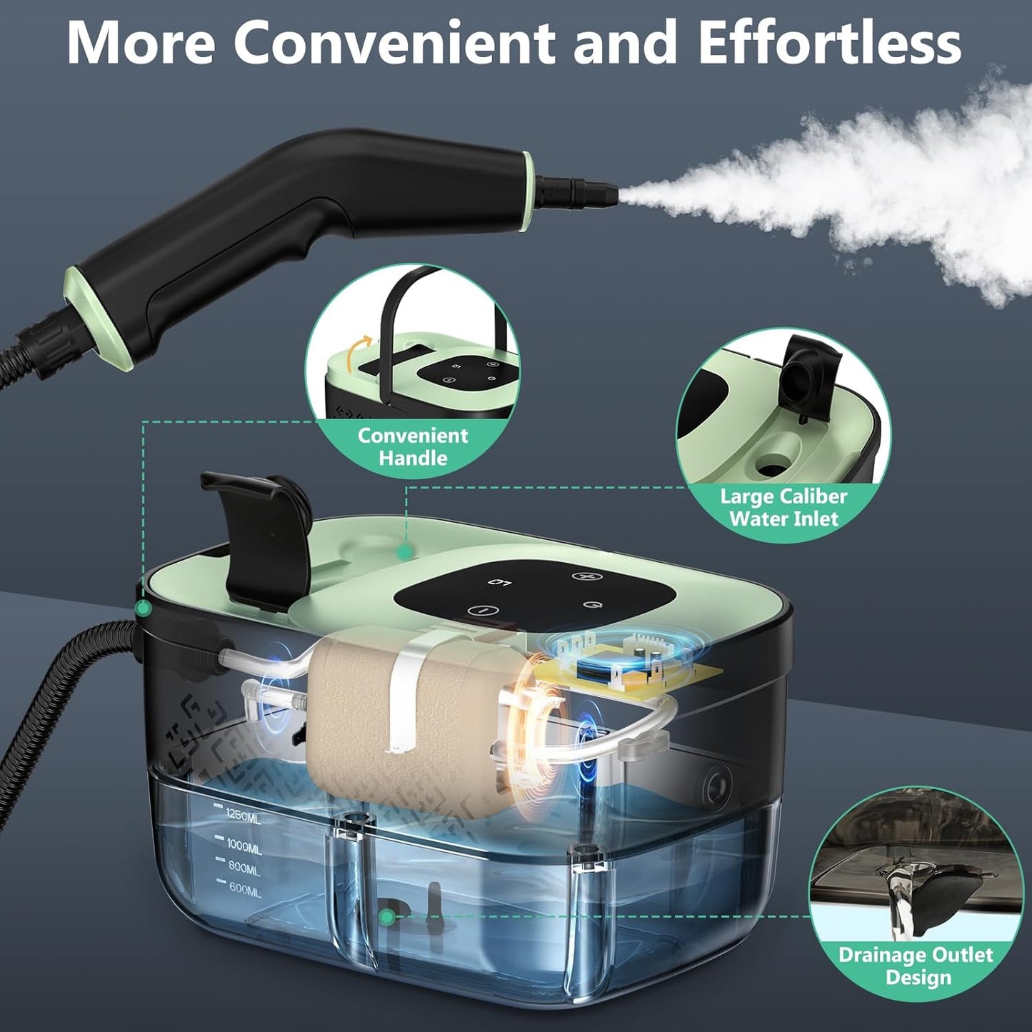 Skiennix Portable Steam Cleaner - 16-Piece Accessory Set | 6-Level Adjustable Heat, Fast 15s Heat-Up