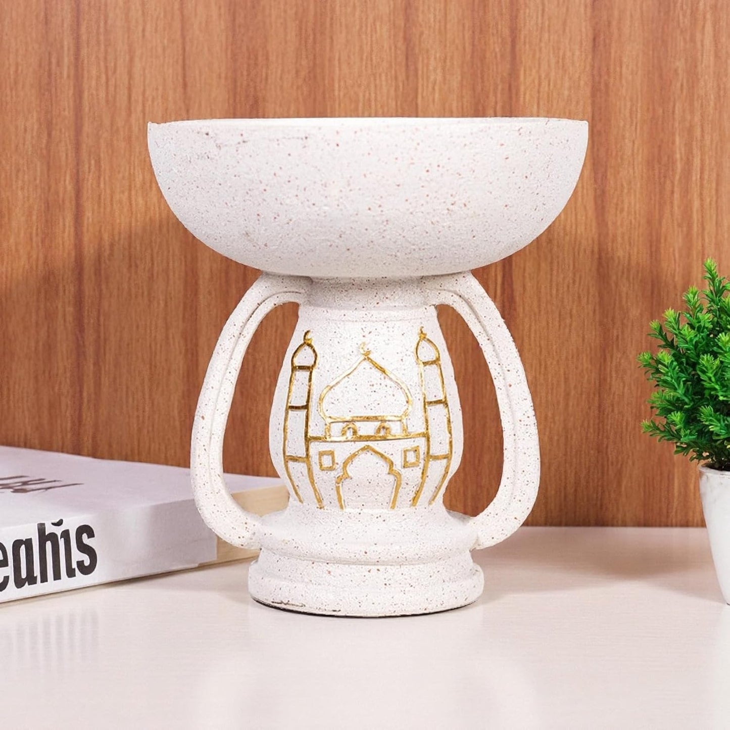 Regine Switzerland Mosque Sculpture - Elegant White Resin Ornament with Gold Pattern