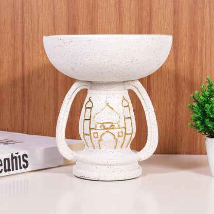Regine Switzerland Mosque Sculpture - Elegant White Resin Ornament with Gold Pattern
