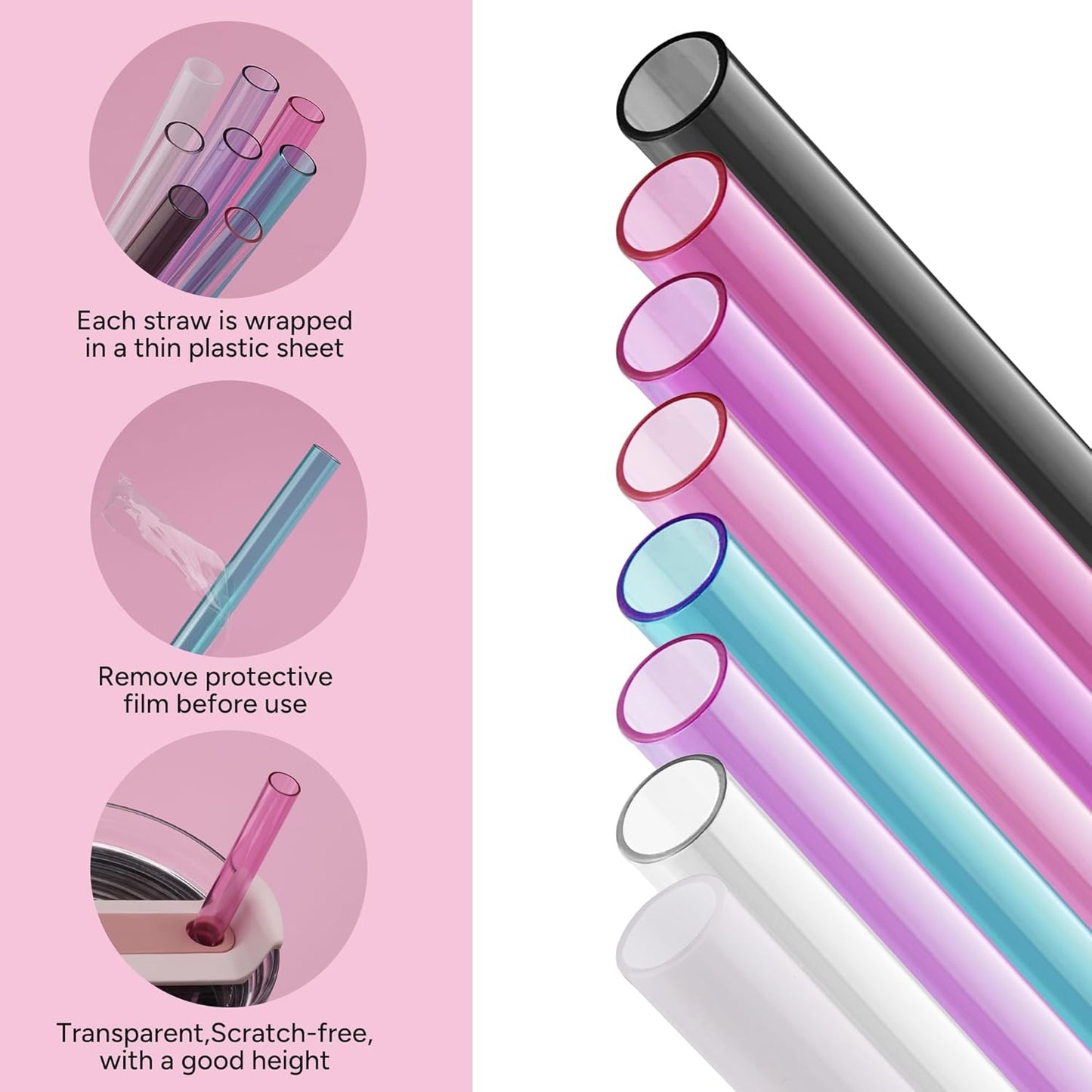 Stanley Replacement Straws - Extra Long 12-Inch Reusable Straws for 40 oz & 30 oz Tumblers | Multicolor 6-Pack