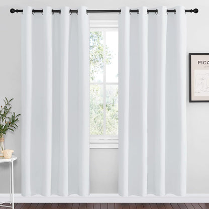 NICETOWN Room Darkening Curtains - Thermal Insulated Grommet Drapes for Living Room | 2 Panels, 55x78, Greyish White
