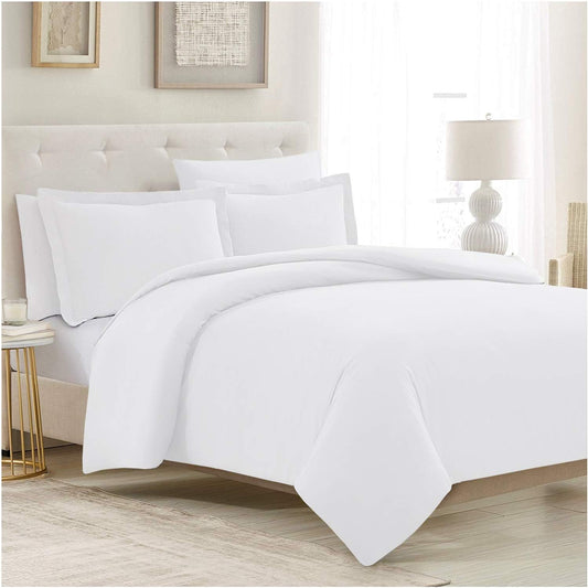 Mellanni Duvet Cover Set - 5-Piece Hotel Luxury Bedding - Extra Soft & Cooling Microfiber | Queen, White