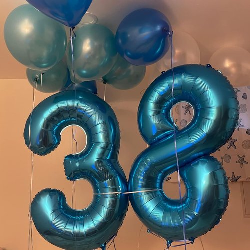 Large 40-Inch Foil Number Balloons Set 0-9 - Self-Inflating Helium Balloons for Birthdays | Blue