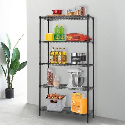 FDW Wire Shelving Unit - 5-Tier Adjustable Metal Rack for Kitchen, Garage & Pantry - Black 14" D x 36" W x 72" H