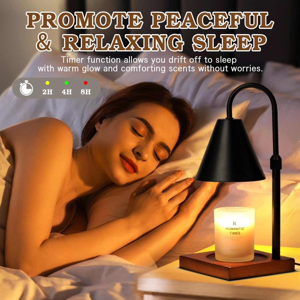 Skiennix Candle Warmer Lamp - Dimmable & Timer Feature | Adjustable Black Design for Cozy Home Decor