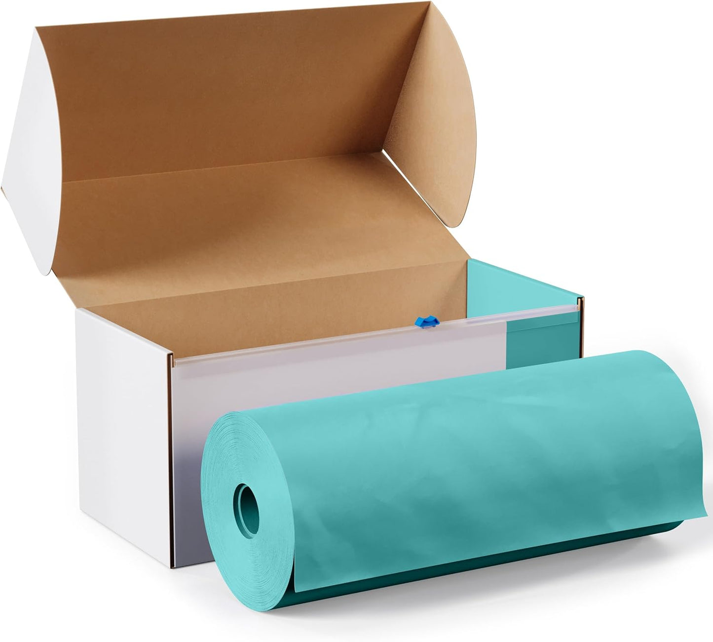 Party Solids Aqua Plastic Table Cover Roll - 54 Inch X 300 Feet with Convenient Slide Cutter