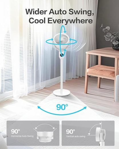 Candy Standing Fan - Adjustable Pedestal Fan with Remote | 90° Oscillation, 8 Speeds, 25dB Quiet, 12H Timer
