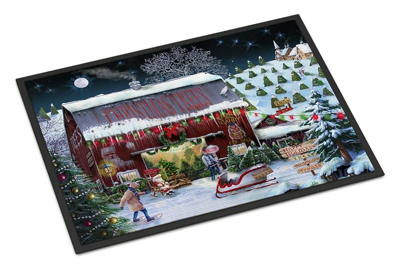 2' x 3' Christmas Tree Farm Doormat - Entryway Indoor/Outdoor Rug, Non-Slip, 24x36
