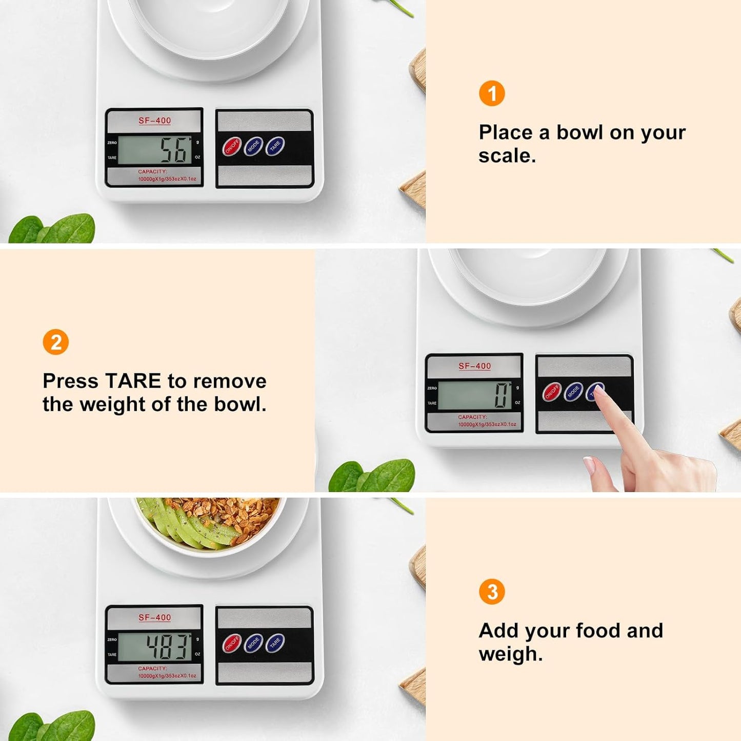 Partyreal Digital Kitchen Scale - Stainless Steel Food Scale with Oz/G Units | Replaceable Battery | Perfect for Meal Prep and Baking