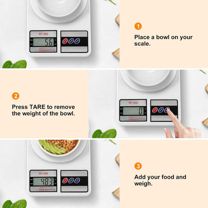 Partyreal Digital Kitchen Scale - Stainless Steel Food Scale with Oz/G Units | Replaceable Battery | Perfect for Meal Prep and Baking
