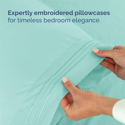 King Size 4 Piece Sheet Set - Ultra-Soft Cooling Bed Sheets for Luxurious Comfort - Oeko-Tex Certified Spa Blue