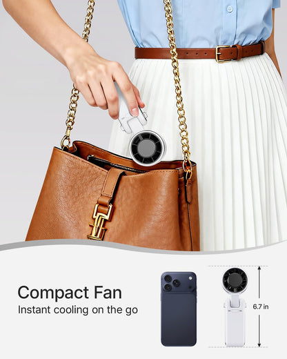 Skiennix Portable Handheld Turbo Fan - 5-Speed Rechargeable Mini Fan for Travel & Beach (White)