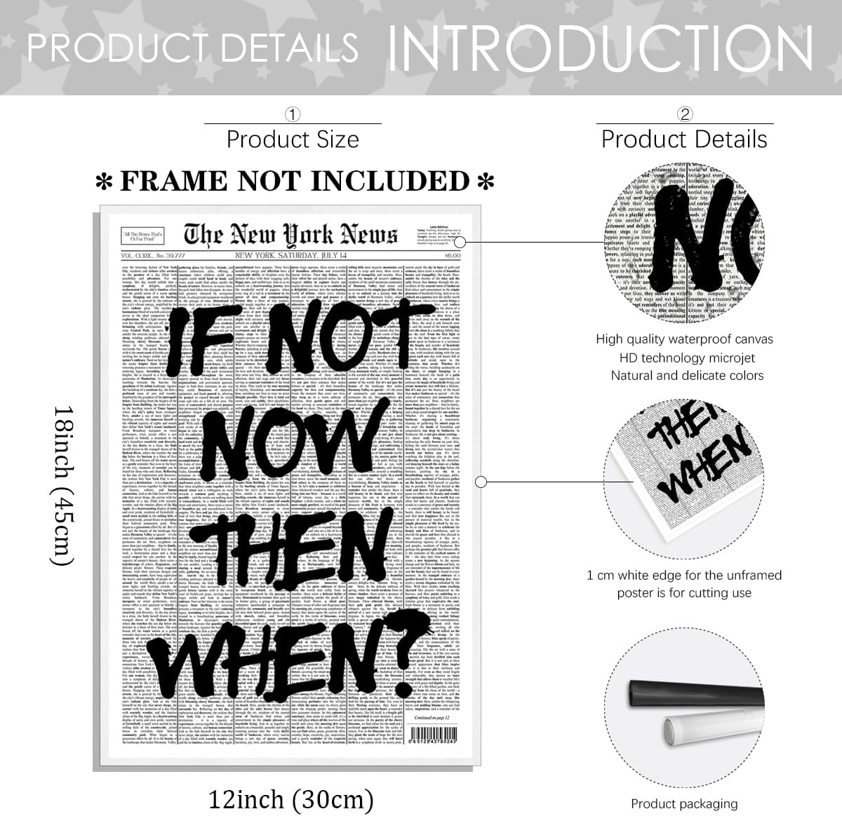 Positive Affirming Quotes Poster - Black and White Retro Wall Art for Bedroom | 24x36 Inch Unframed