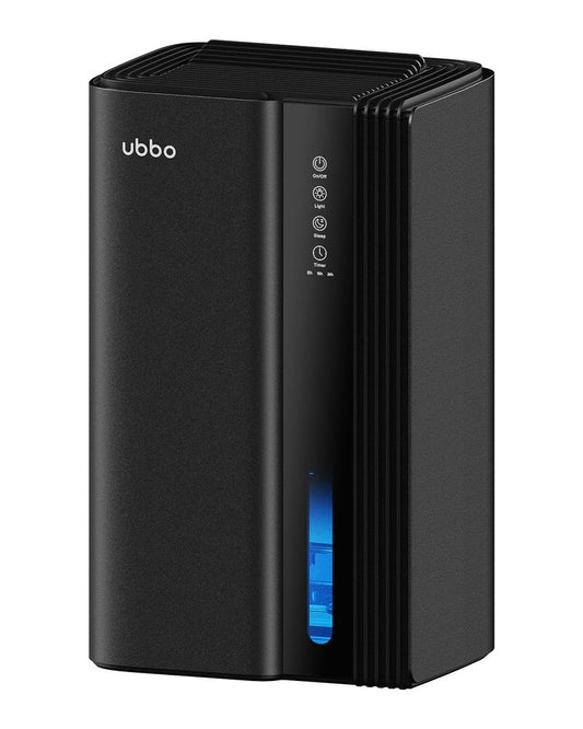 UBBO 95oz Dehumidifiers for Home, 1000 Sq.Ft Dehumidifier with Drain Hose - Auto Shut Off, Timer, Sleep Mode & Drain Hose - 7 Color Light for Bedroom, Bathroom, RV - Black