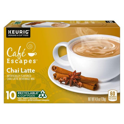 Café Escapes Chai Latte K-Cup Pods - 60 Count of Creamy, Spiced Flavorful Tea