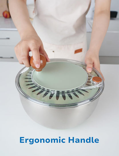Stainless Steel Salad Spinner - 5.3 Qt Lettuce Spinner with Non-Slip Base & Drain | BPA Free