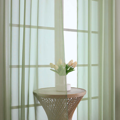 OWENIE Sheer Curtains 84 Inches Long 2 Panels Set, Sage Green Sheer Curtain for Living Room Bedroom, Modern Filmy Rod Pocket Curtains Drapes, 2 Pcs, Each 59 W x 84L, Sage Green