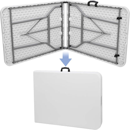 Skiennix 6FT Folding Table - Portable Heavy-Duty Plastic for Indoor/Outdoor Use | Ideal for Picnics & Parties