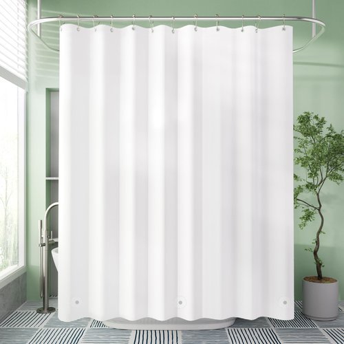 AmazerBath Shower Curtain Liner, 72x72 Plastic White Shower Curtain Liner, Cute Waterproof PEVA Shower Curtains, Lightweight Shower Curtains for Bathroom with Magnets and 12 Grommet Holes