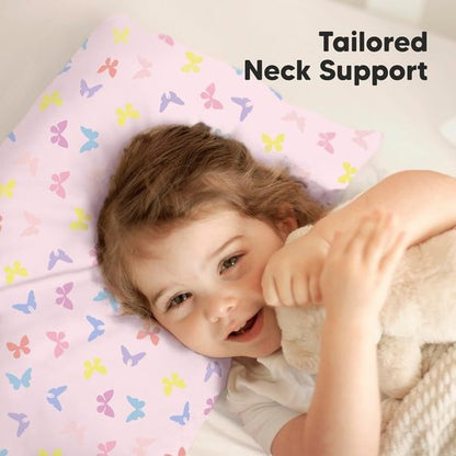 KeaBabies Toddler Pillow - Jumbo 14x20 Soft Organic Cotton | Machine Washable Travel Pillow (Flutter)