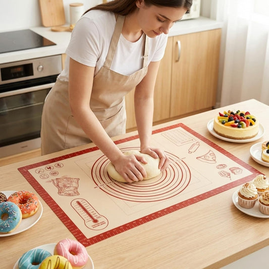 Skiennix Silicone Baking Pastry Mat - 26x16 Inch Nonstick Dough Rolling Sheet for Cookies & Bread