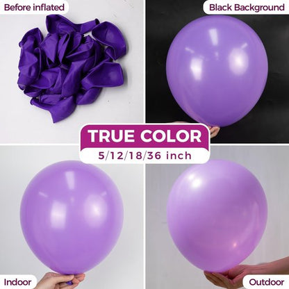 Bezente Purple Giant Balloons 36 Inch - 8 Pack Jumbo Purple Balloons Large Round Black Latex Balloons for Birthday Graduation Bridal Shower Wedding Halloween Party Decoration