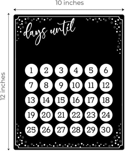 Event Countdown Board - 10" x 12" Black Dry Erase Calendar | Days Until Photo Prop Made in the USA