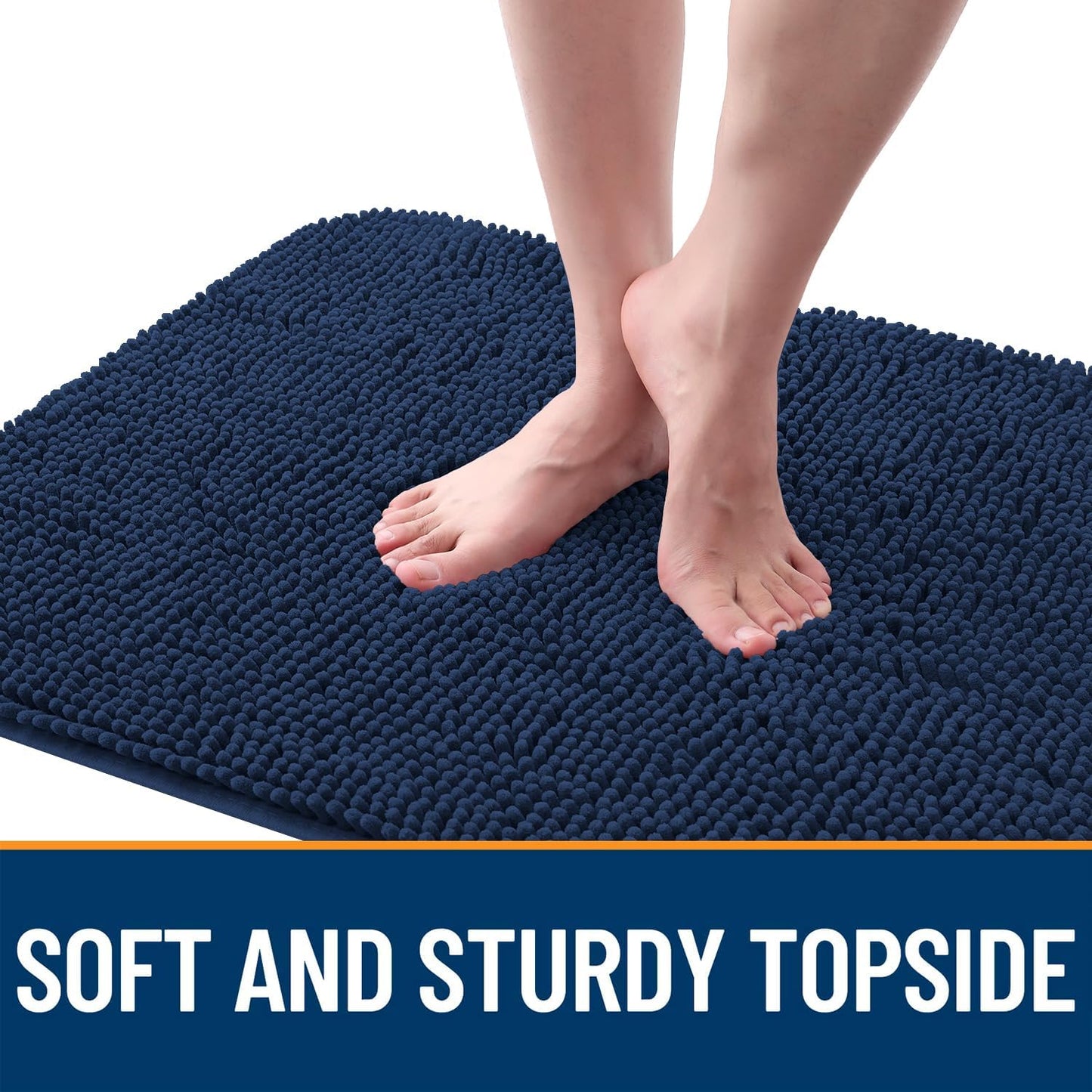 OLANLY Dog Door Mat - Absorbent Non-Slip Chenille Mat for Muddy Paws | 24x16 Dark Blue Quick Dry Doormat