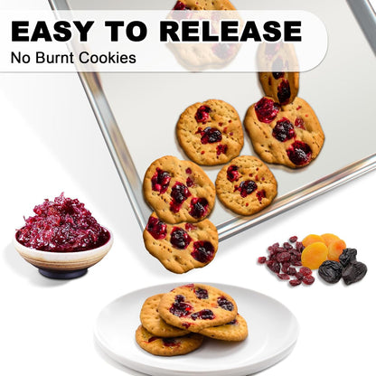 Natural Aluminum Half Sheet Pans Set by [Brand Name] - 18 Inch Commercial Quality, Nonstick & Warp Resistant Baking Trays