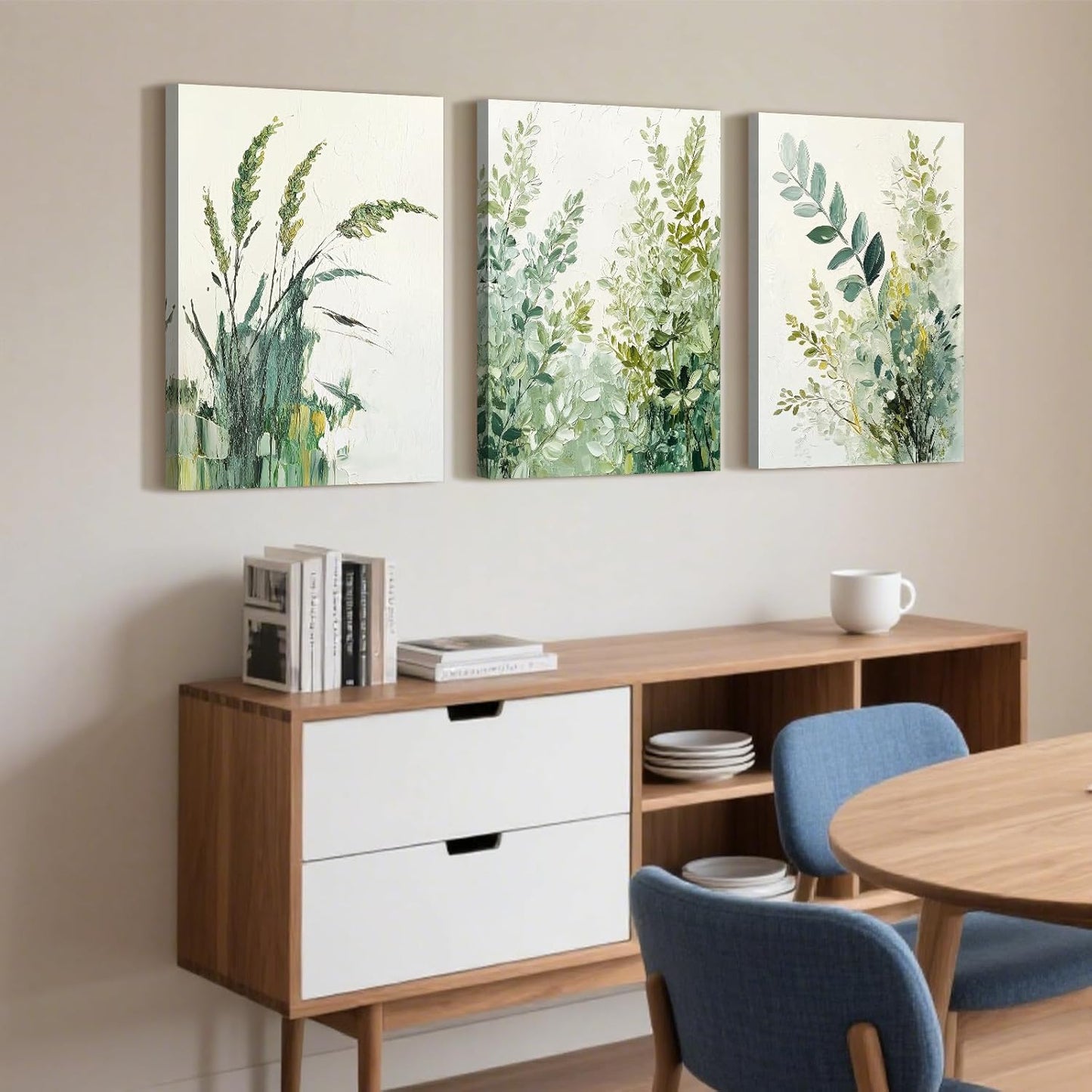 Skiennix Boho Floral Canvas Wall Art - Modern Botanical Prints for Home Office & Living Room | 12"x16" Wrapped Frame