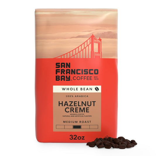 San Francisco Bay Coffee - Flavored Medium Roast Whole Bean Coffee - Hazelnut Crème (2 lb bag)