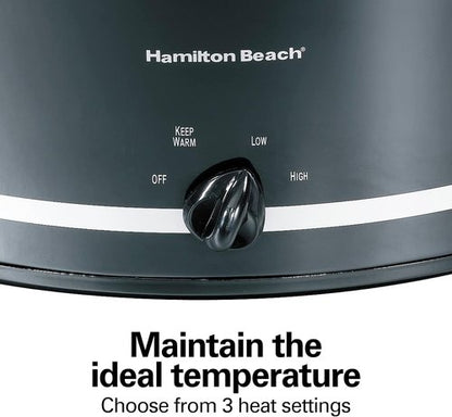 Hamilton Beach Slow Cooker - 8-Quart Capacity with 3 Cooking Settings & Dishwasher-Safe Stoneware, Black