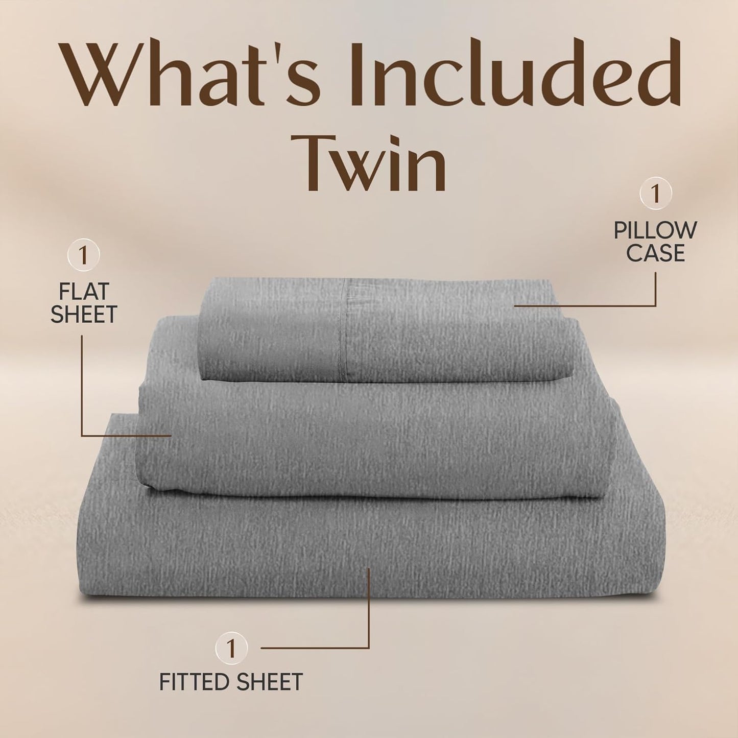 Utopia Bedding Twin Sheet Set - Soft & Breathable Microfiber, 3-Piece in Heather Grey | Oeko-Tex Certified