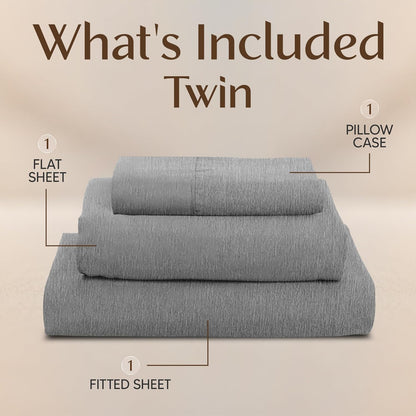 Utopia Bedding Twin Sheet Set - Soft & Breathable Microfiber, 3-Piece in Heather Grey | Oeko-Tex Certified