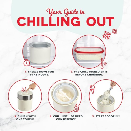 Dash Deluxe Gelato & Ice Cream Maker - One-Touch Churning, Easy Clean - 2 Quart Capacity, Cream