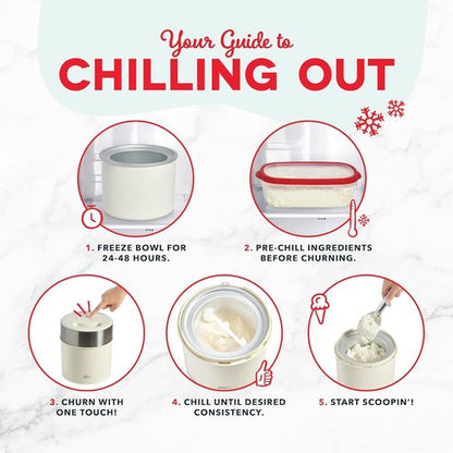Dash Deluxe Gelato & Ice Cream Maker - One-Touch Churning, Easy Clean - 2 Quart Capacity, Cream