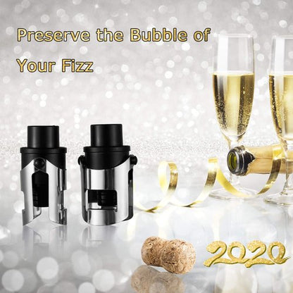 HYZ 2-Pack Classic Champagne Stoppers and 2-Pack Champagne Stoppers with Built-in Pump