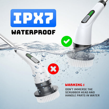 Skiennix Electric Spin Scrubber - Cordless Power Cleaner with Long Handle & 7 Brush Heads | IPX7 Waterproof