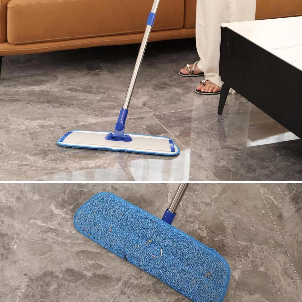 Skiennix 18" Microfiber Mop - Professional Floor Cleaning with Stainless Steel Handle & 4 Washable Pads
