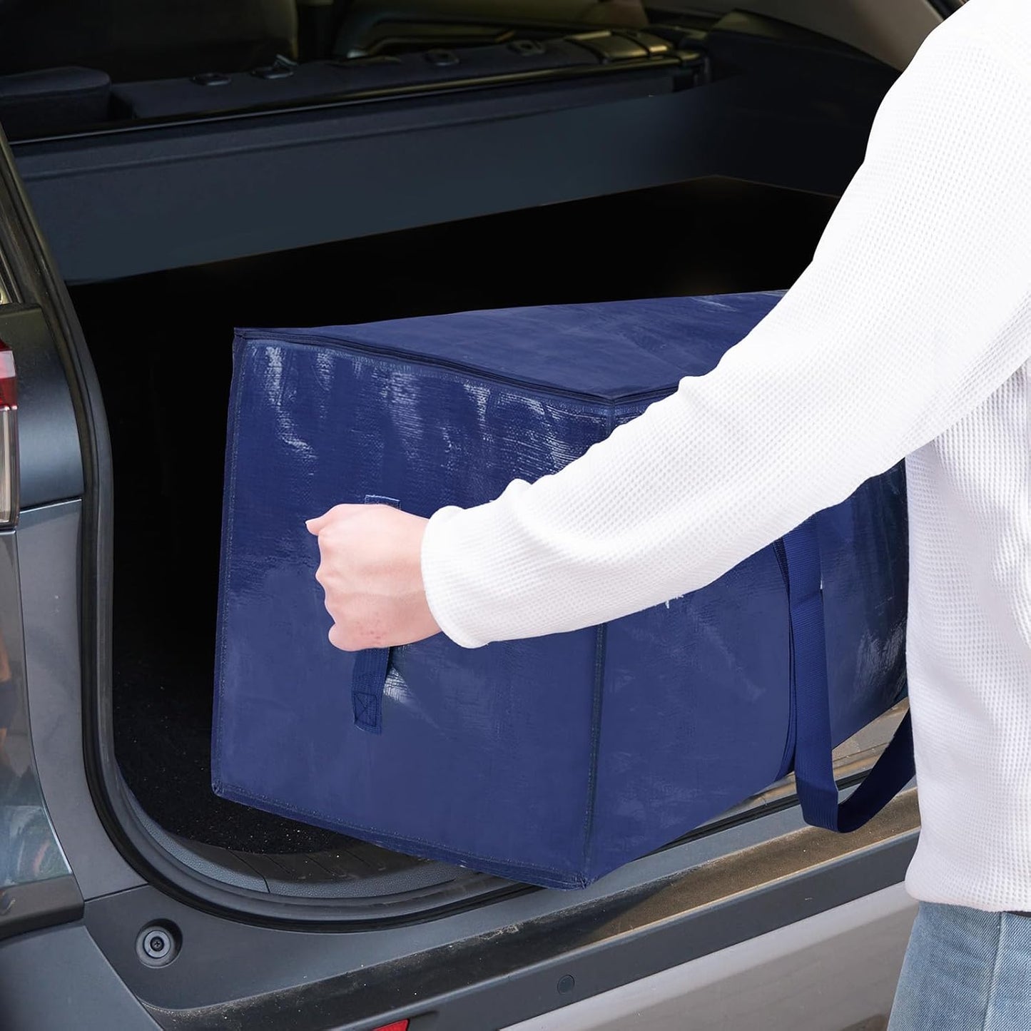 TICONN Extra Large Heavy-Duty Moving Bags - Durable Zippered Storage Bags with Handles | 6 Pack, Navy