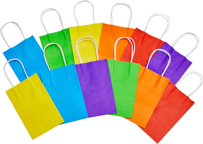SUNCOLOR 24-Pack Rainbow Gift Bags with Handles, 8" Multi-Color Paper Party Favor Bags for Goodies. Birthdays, Events, Classrooms & Celebrations