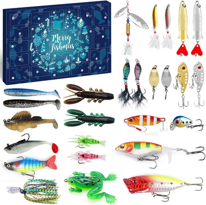 MOVINPE Fishing Advent Calendar - 24 Days of Topwater Lures & Spoons for Men and Teens | Perfect Christmas Gift