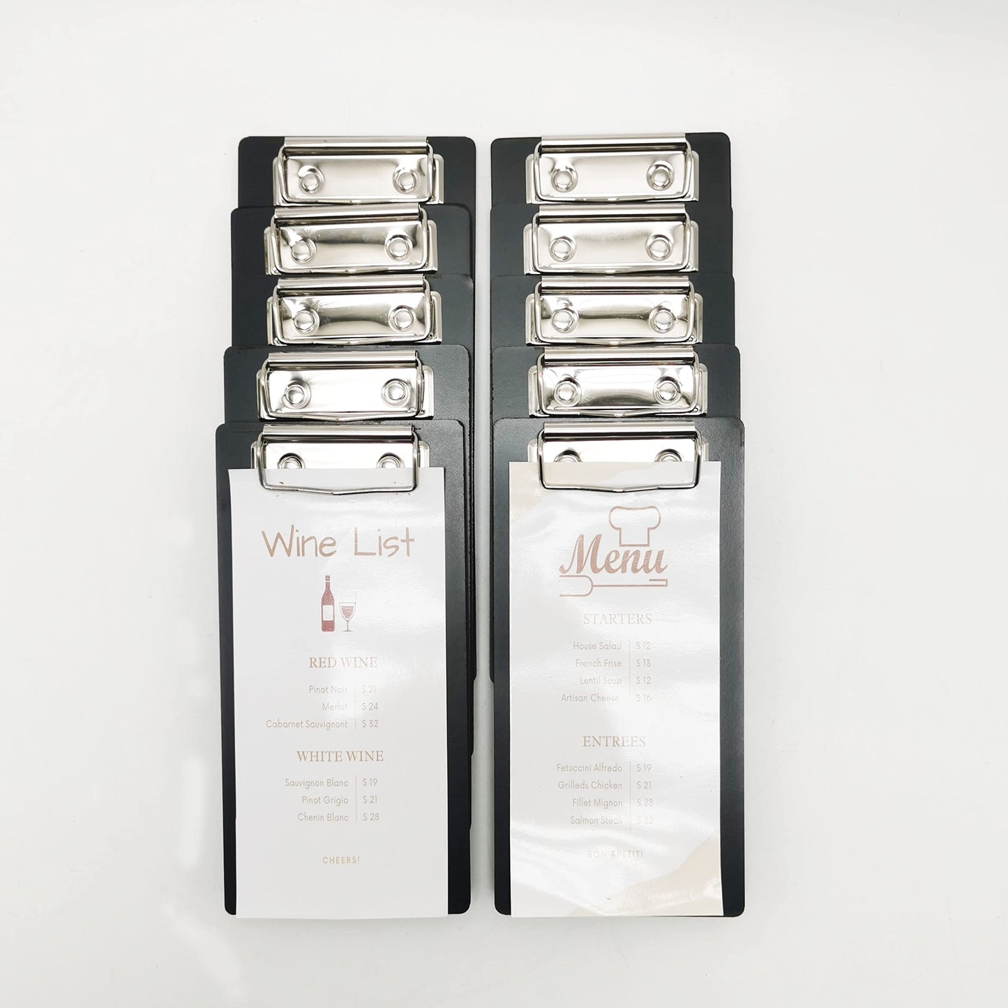 Olbia 10-Pack Wood Check Presenters for Restaurants, Server Book, Menu Holder for Cafes, Wooden Clip Board, Cute Waitress Book Organizer, Server Note Pads, Guest Check Book 8" x 4" (Black)