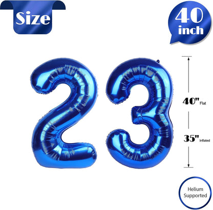 Number 23 Balloon - 40 Inch Navy Blue Birthday Decoration for 23rd Year Celebration