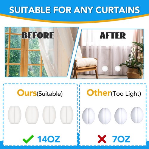 8 Pcs Shower Curtain Weights, Silicone Wrapped Heavy Duty Shower Curtain Magnets, Curtain Weights Heavy Outdoor, Prevent Curtain Liner from Blowing Around, Work for Drapery, Flag, Tablecloth(4 Pairs)