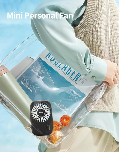 Aluan Handheld Mini Fan - Powerful USB Rechargeable Eyelash Fan for Kids & Adults | Black