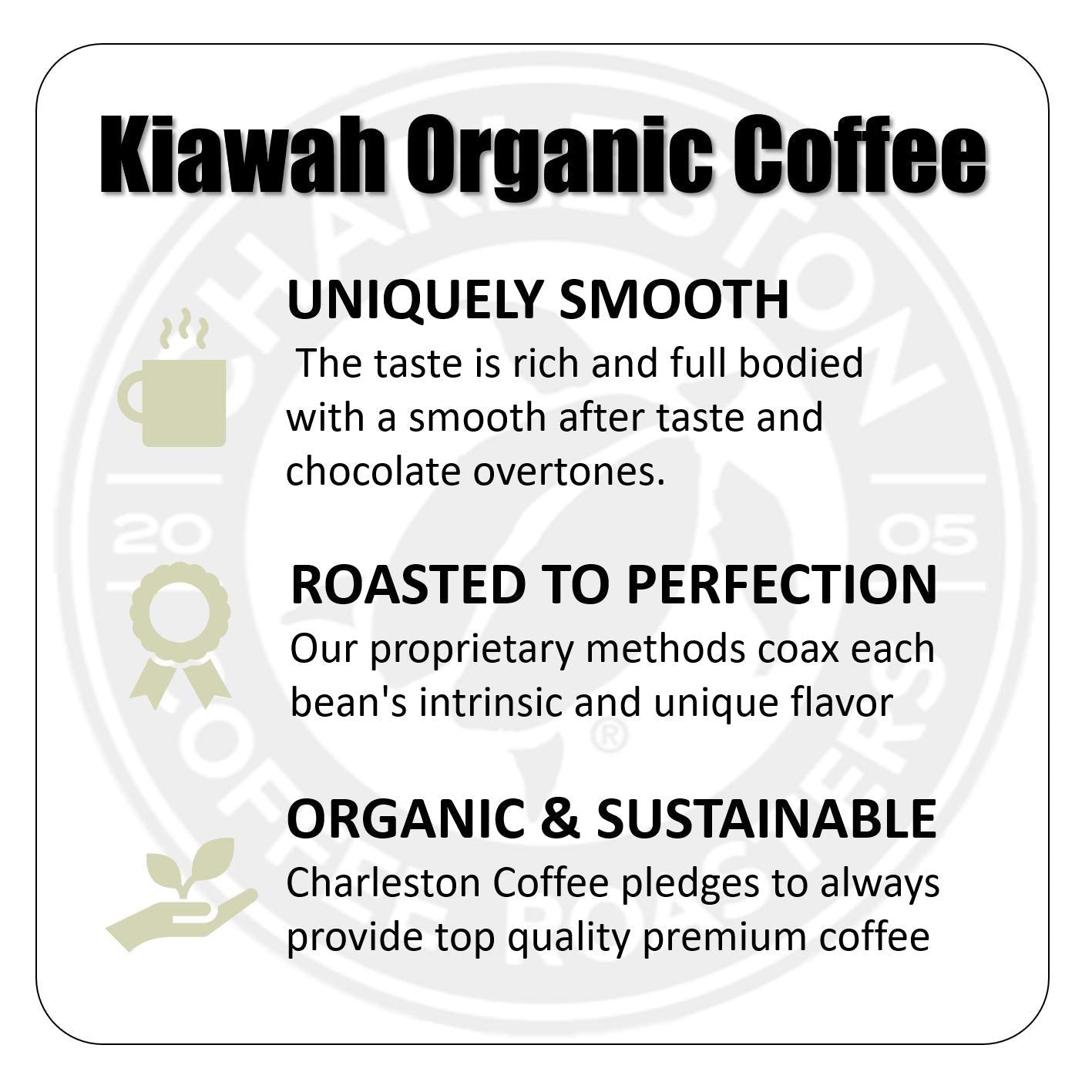 Charleston Coffee Roasters | Specialty Organic Ground Coffee | Hand Picked, Premium Slow Roast (Kiawah, Dark Roast) 12oz