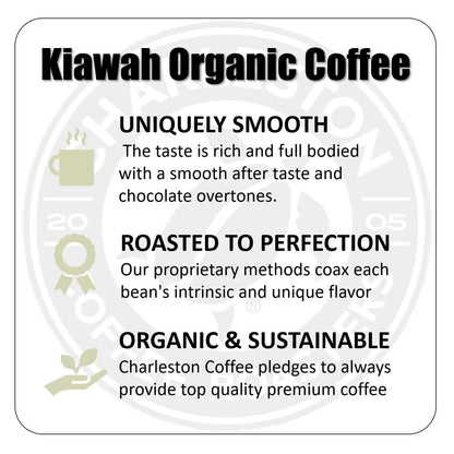 Charleston Coffee Roasters | Specialty Organic Ground Coffee | Hand Picked, Premium Slow Roast (Kiawah, Dark Roast) 12oz