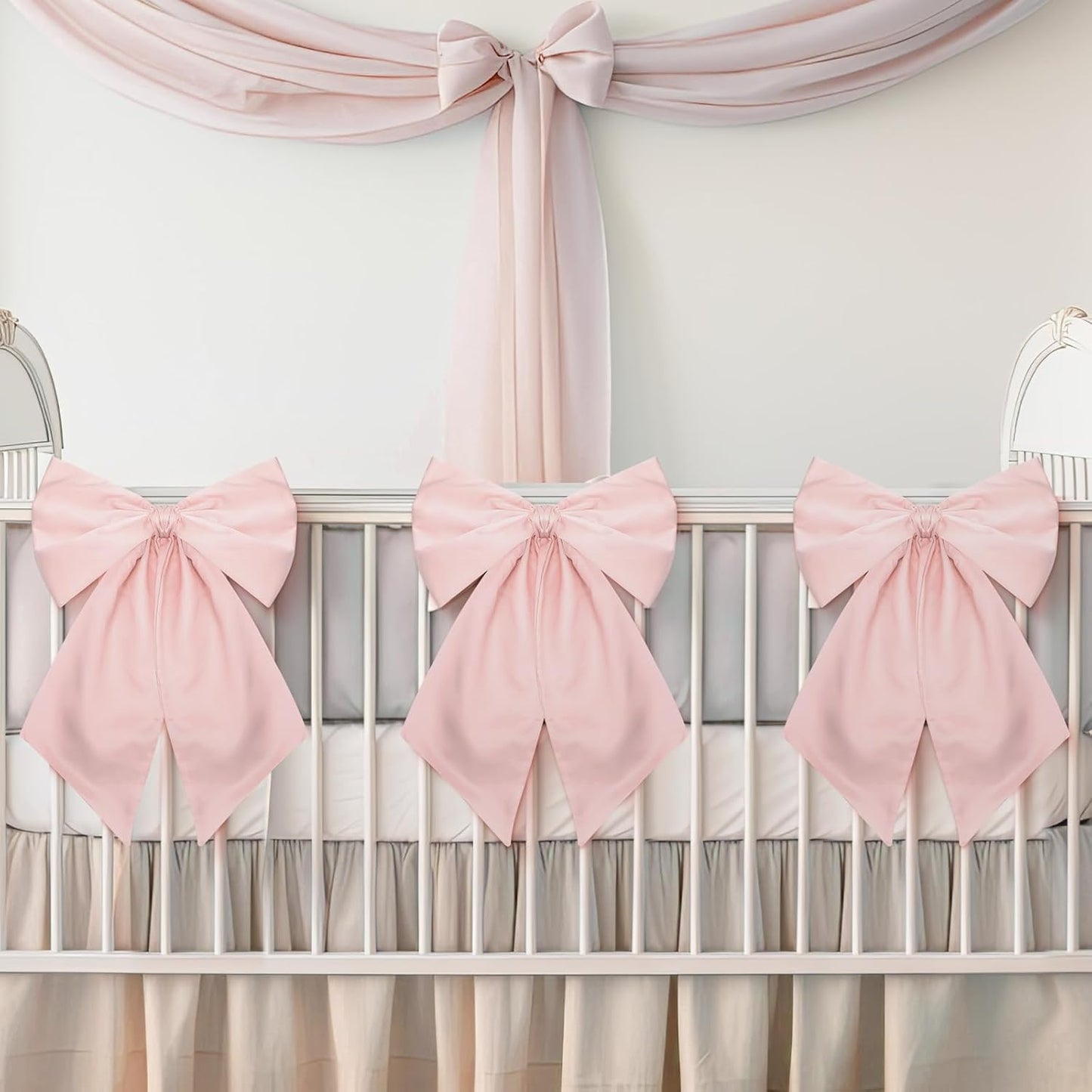 Skiennix Large Pink Bows - 3 Pack Decorative 11 x 23 Inches for Bachelorette & Bridal Showers